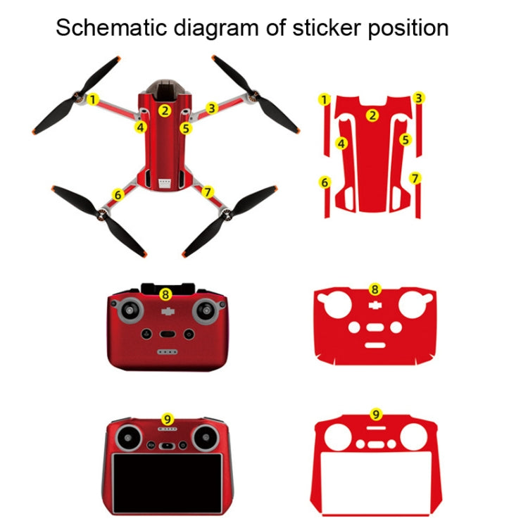 Sunnylife Drone+Remote Control Protective Sticker For DJI Mini 3 Pro RC Version(Carbon Red)