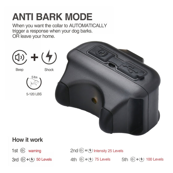 Pet Collar Trainer Rechargeable Automatic Bark Stop(Black)