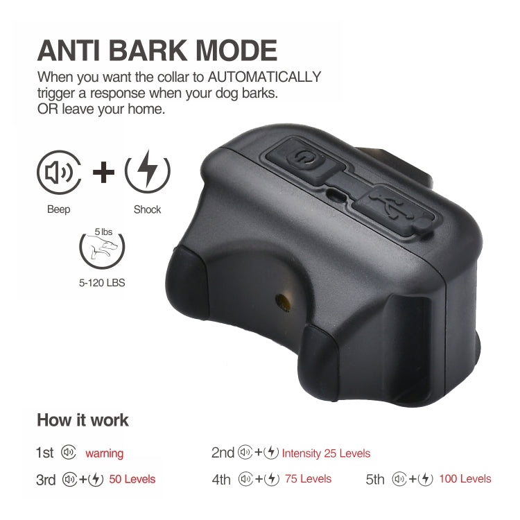 Pet Collar Trainer Rechargeable Automatic Bark Stop(Black White Spots)