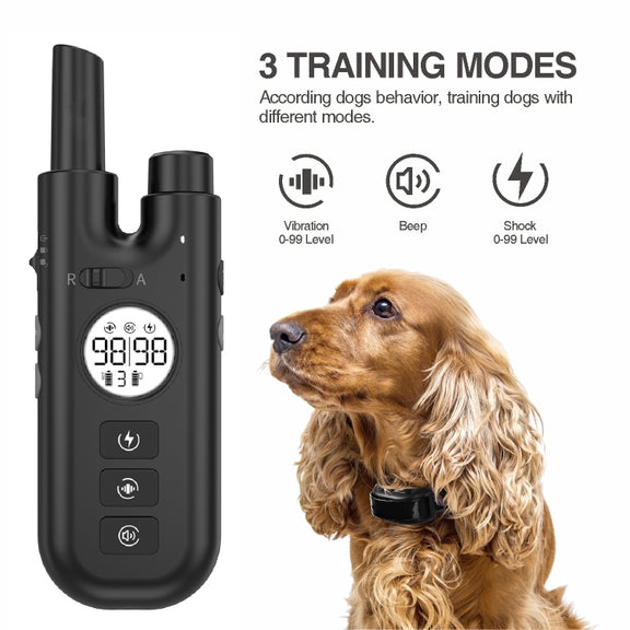 Intelligent Remote Control Dog Trainer Automatic Barking Stop Collar(Black)