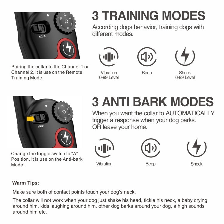Remote Control Trainer Dog Collar Automatic Barking Stopper, Specification: 1 Drag 1 Black