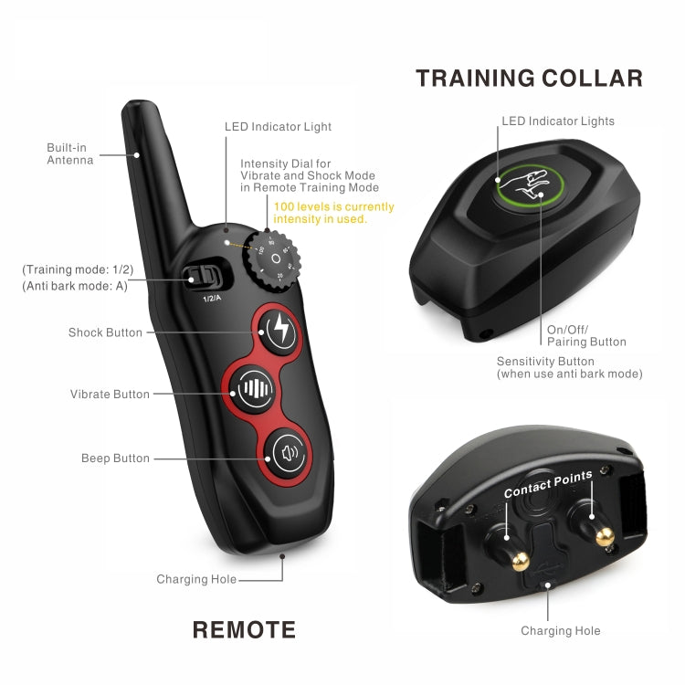 Remote Control Trainer Dog Collar Automatic Barking Stopper, Specification: 1 Drag 1 Orange