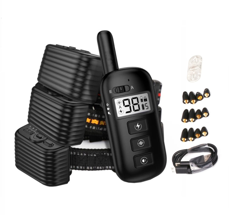 Remote Control Trainer Dog Collar Automatic Bark Stop Device, Specification: 1 Drag 1 (Black)