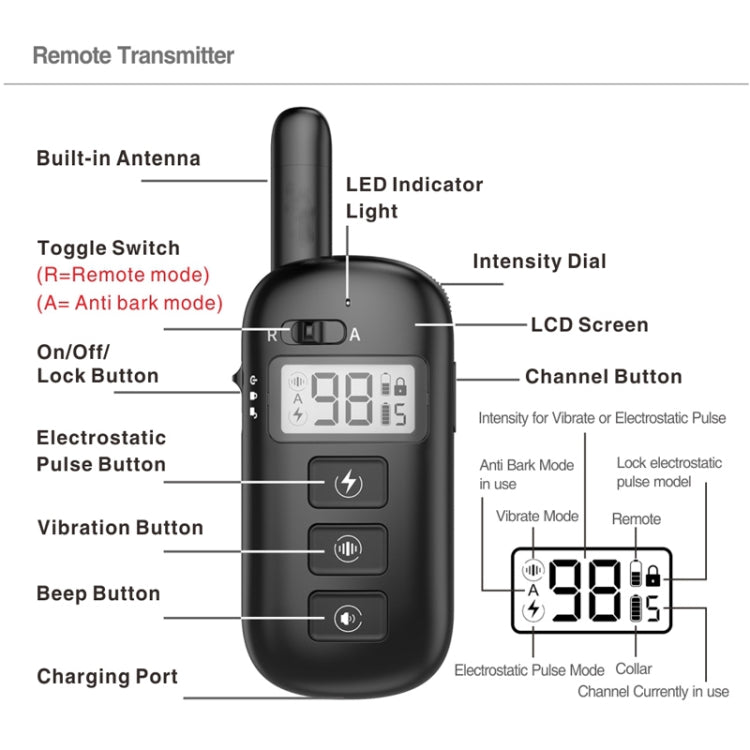 Remote Control Trainer Dog Collar Automatic Bark Stop Device, Specification: 1 Drag 2 (Orange+Red)