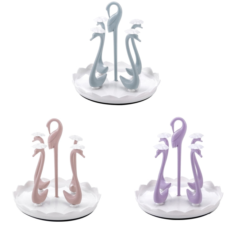Home Portable Drainer Cup Holder With Rotatable Tray, Specification: Four Cups(Light Pink)