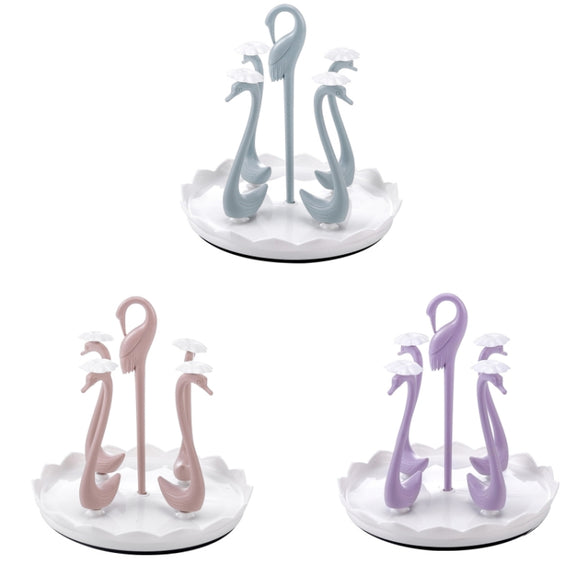 Home Portable Drainer Cup Holder With Rotatable Tray, Specification: Four Cups(Purple)