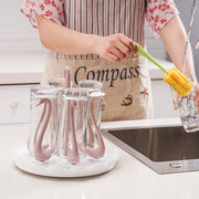 Home Portable Drainer Cup Holder With Rotatable Tray, Specification: Four Cups(Purple)