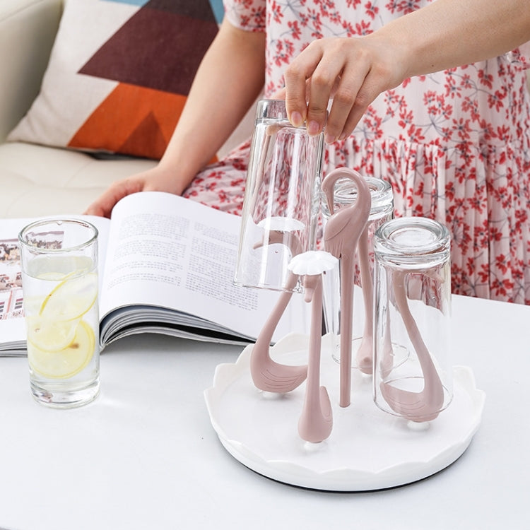 Home Portable Drainer Cup Holder With Rotatable Tray, Specification: Four Cups(Light Pink)