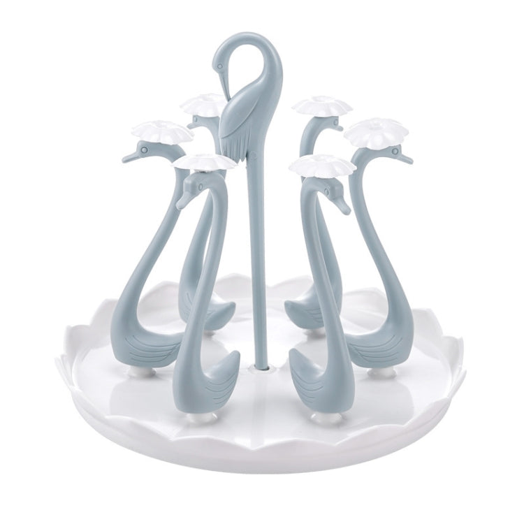 Home Portable Drainer Cup Holder With Rotatable Tray, Specification: Six Cups(Blue)