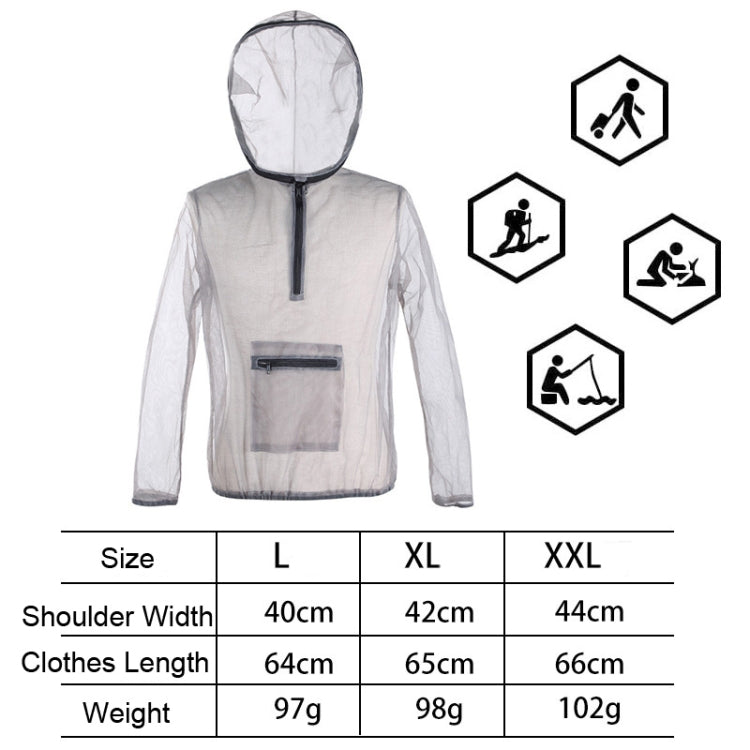 Jungle Expedition Breathable Insect-proof Jacket With Hood Anti-bite Mesh Gauze Cloth, Size: XXL