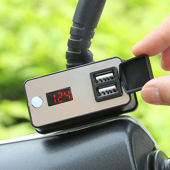 Digital Display Dual USB Universal Water-resistant Motorcycle Mobile Phone Charger(2.4A 12-24V)