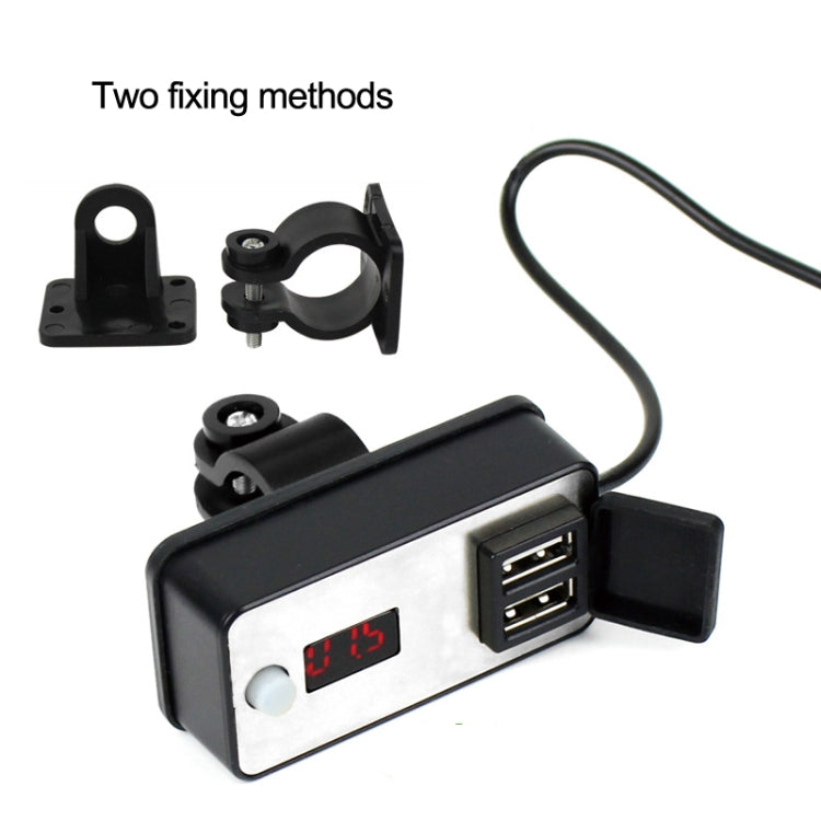Digital Display Dual USB Universal Water-resistant Motorcycle Mobile Phone Charger(2.4A 12-24V)