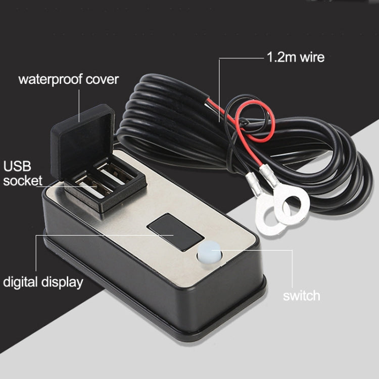 Digital Display Dual USB Universal Water-resistant Motorcycle Mobile Phone Charger(2.4A 12-24V)