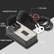 Digital Display Dual USB Universal Water-resistant Motorcycle Mobile Phone Charger(2.4A 12-24V)