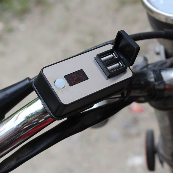 Digital Display Dual USB Universal Water-resistant Motorcycle Mobile Phone Charger(2.4A 12-24V)