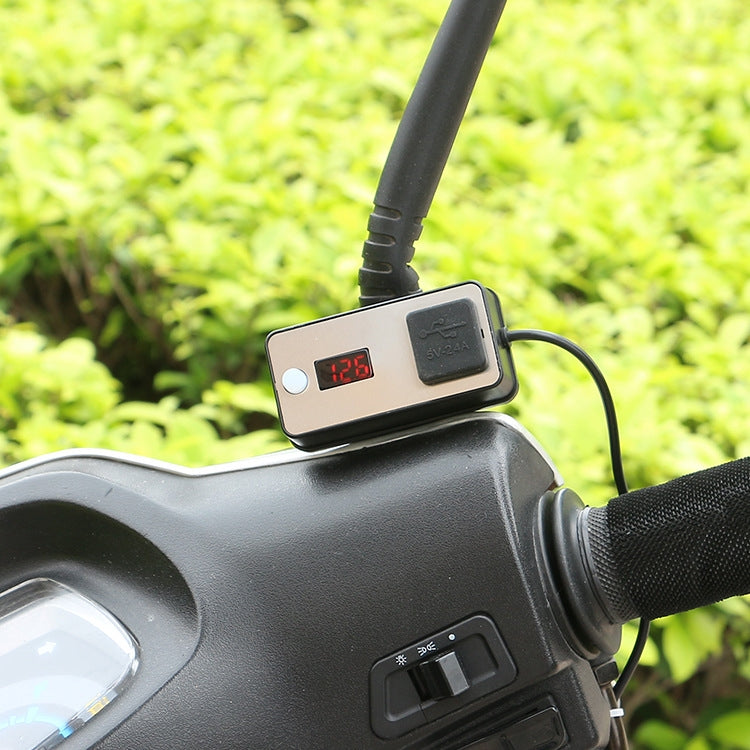 Digital Display Dual USB Universal Water-resistant Motorcycle Mobile Phone Charger(2.4A 12-24V)