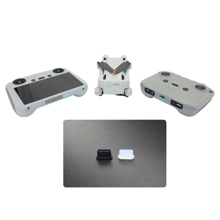 2 Sets Drone Body Remote Control Charging Port Dust Plug for DJI Mini 3 Pro(Transparent)