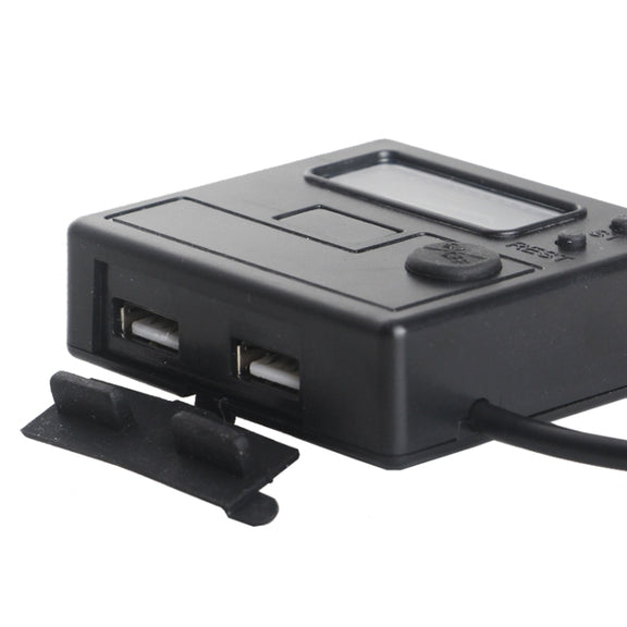 Motorcycle Clock Digital Display Dual USB Phone Charger Water-resistant 5V 3A Fast Charge(Black)