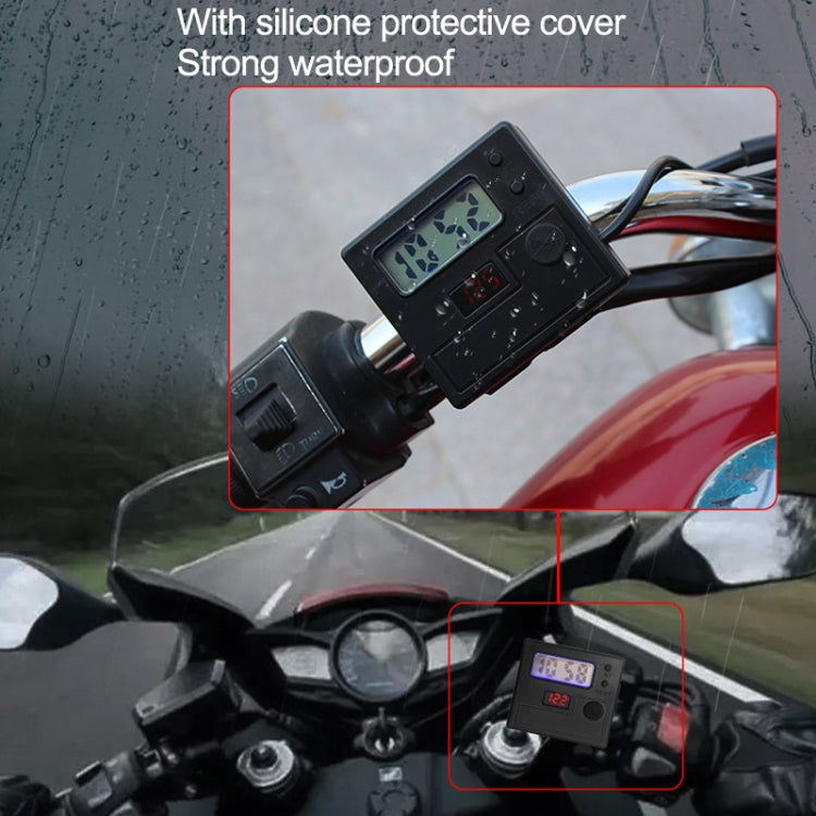 Motorcycle Clock Digital Display Dual USB Phone Charger Water-resistant 5V 3A Fast Charge(Black)