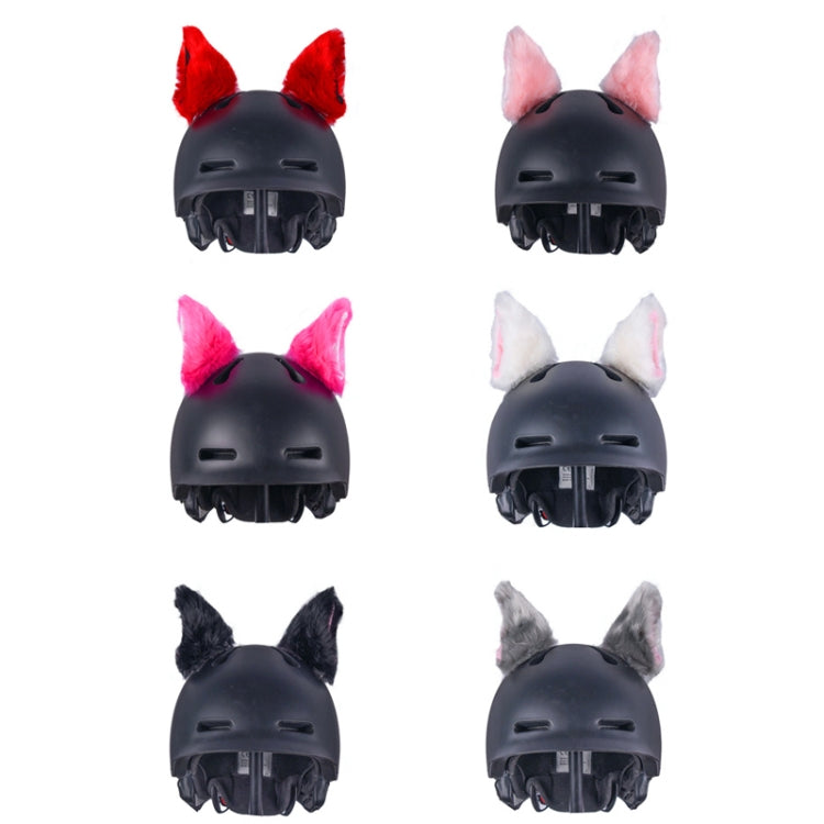 4PCS Motorcycle Plush Ear Helmet Decoration(Light Gray)