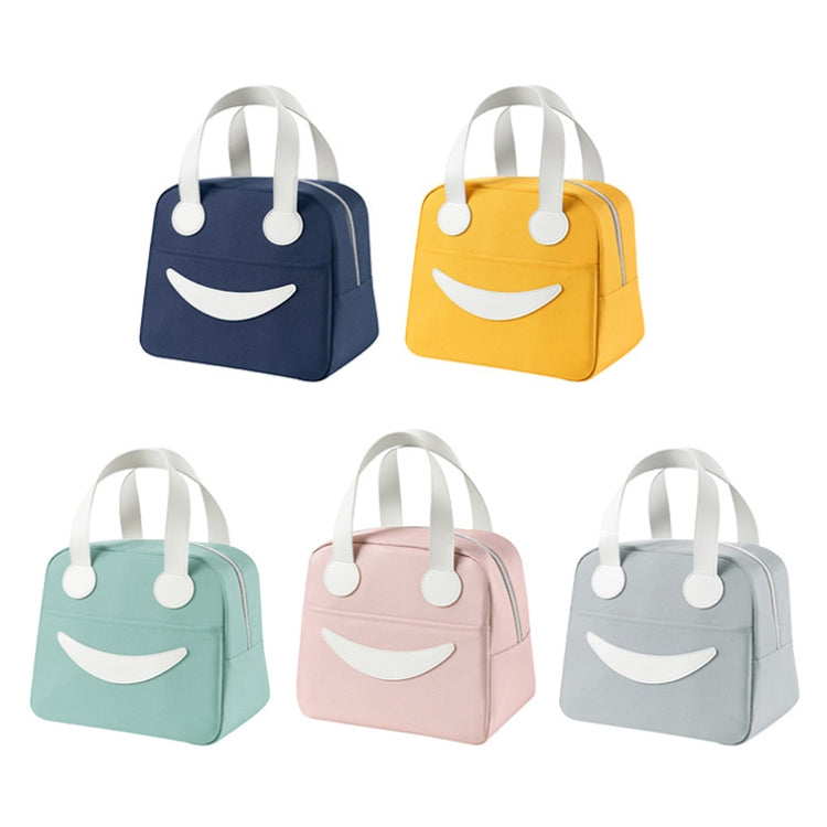 Smile Lunch Bag with Leather Handles, Size: L (Green)