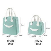 Smile Lunch Bag with Leather Handles, Size: L (Green)