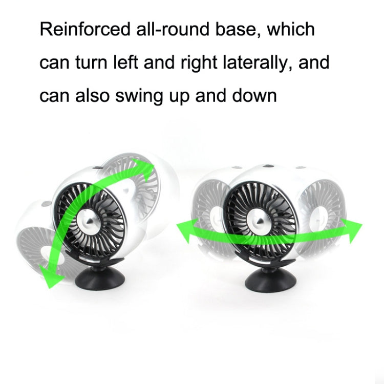 F102 Vehicle Dashboard Multi-function USB Colorful Lights Fan(Silver)