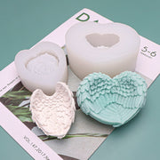Heart Shaped Angel Wings Silicone Mold Baking Ice Cream Candle Aromatherapy Mold, Specification: S
