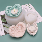 Heart Shaped Angel Wings Silicone Mold Baking Ice Cream Candle Aromatherapy Mold, Specification: S