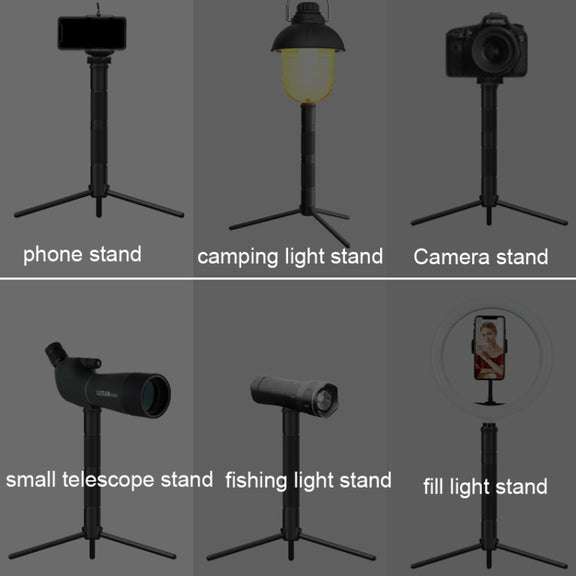 Foldable Portable Aluminum Alloy Tripod Light Stand Mobile Phone Live Tripod(Black)