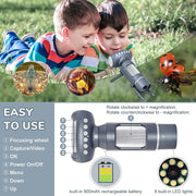Children Camera Microscope USB Electronic Microscope Digital Magnifying Glass(Silver Gray)