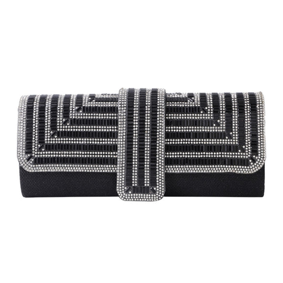 Ladies Evening Bag Shoulder Bag Hand Messenger Bag(Black)
