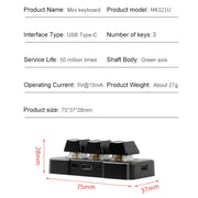 MK321 3 Keys Custom Keys Game Office PS Clip Macro Programming Keypad, Cable Length: 1.5m(White)
