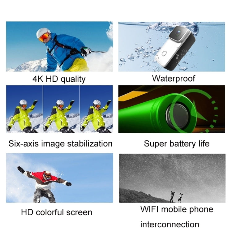 C200 4K Face Recognition WIFI Anti-Shake Outdoor Cycling Water-resistant Sports Camera(Black Set)