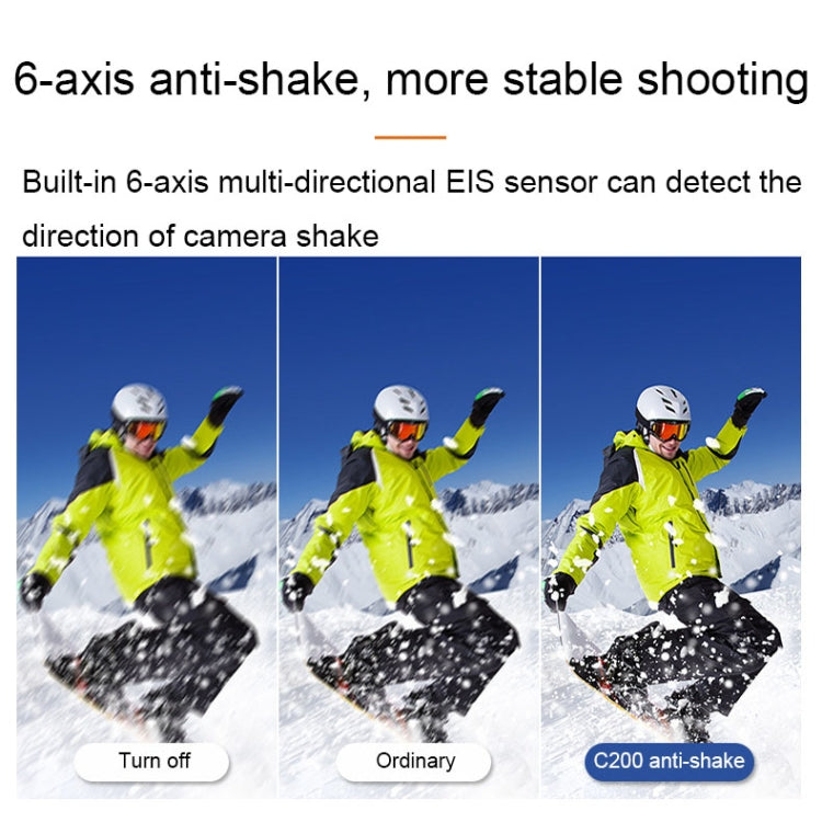 C200 4K Face Recognition WIFI Anti-Shake Outdoor Cycling Water-resistant Sports Camera(Black Set)