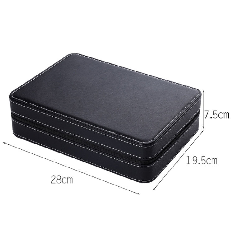 10 Bit Zipper Watch Box Storage Display Box PU Zipper Bag Watch Box(Black)