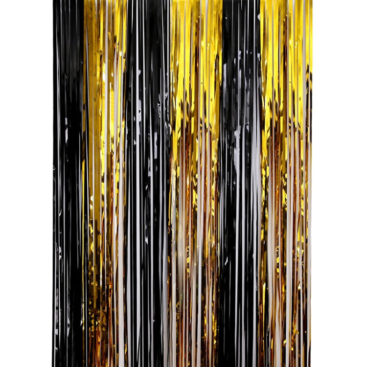 Black And Gold Rain Curtain Festival Party Decoration Props, Size: 1x2M