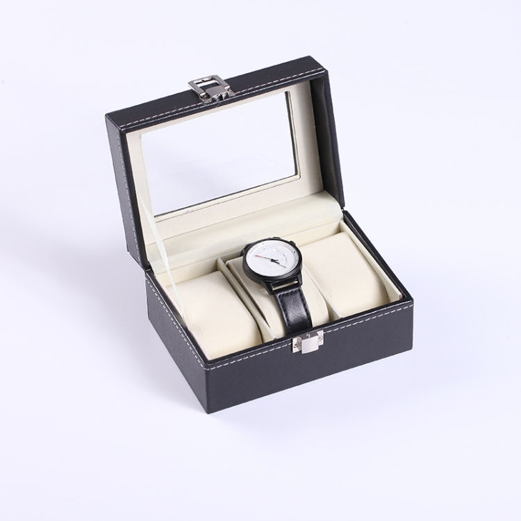 3 Bit PU Leather Watch Storage Box Display Box(Black)