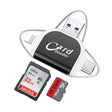 R015 USB2.0 & Micro USB+8Pin+Type-C 4 In 1 Card Reader Supports SD/TF Card(Black) -  by PMC TechLife | Online Shopping South Africa | PMC TechLife