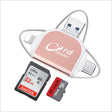 R015 USB2.0 & Micro USB+8Pin+Type-C 4 In 1 Card Reader Supports SD/TF Card(Rose Gold) - free shipping - PMC TechLife - Order now!