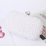 Pearl Evening Bag Soft Face Lock Ladies Shoulder Bag Crossbody Small Square Bag(White)