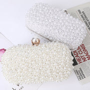 Pearl Evening Bag Soft Face Lock Ladies Shoulder Bag Crossbody Small Square Bag(White)