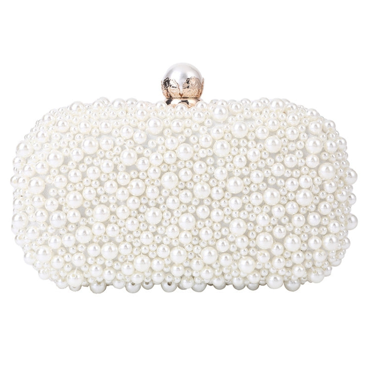 Pearl Evening Bag Soft Face Lock Ladies Shoulder Bag Crossbody Small Square Bag(White)
