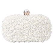 Pearl Evening Bag Soft Face Lock Ladies Shoulder Bag Crossbody Small Square Bag(White)