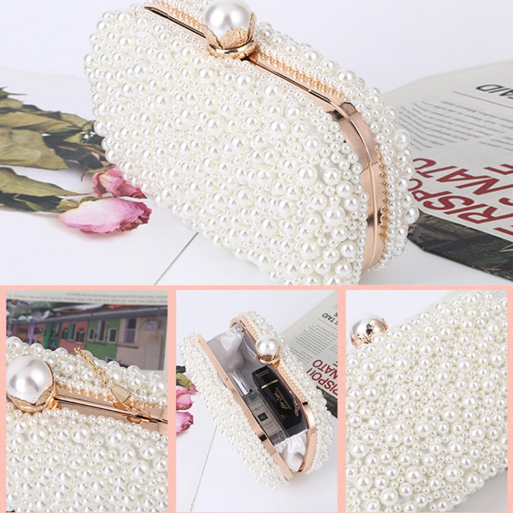 Pearl Evening Bag Soft Face Lock Ladies Shoulder Bag Crossbody Small Square Bag(White)