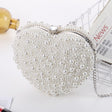 Pearl Evening Bag Ladies Heart Shaped Clutch Single Chain Crossbody Bag(White) - Single-shoulder Bags by PMC TechLife | Online Shopping South Africa | PMC TechLife