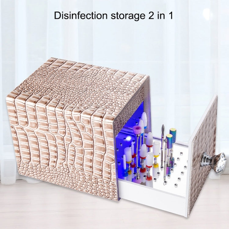 Dustproof Blue Light Disinfection Nail Polisher Storage Box(Pink)