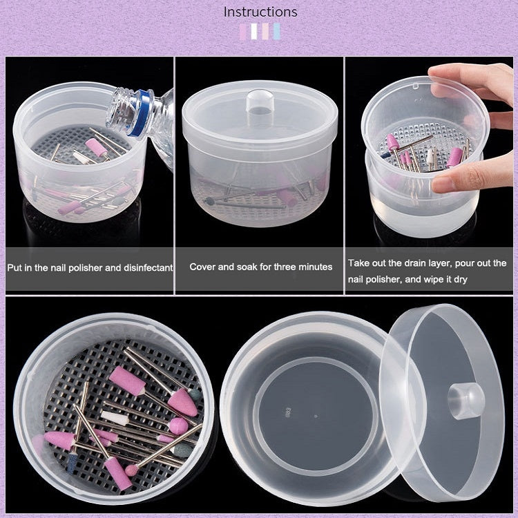Nail Polisher Can Be Soaked And Drained Cleaning Disinfection Box(Pink)