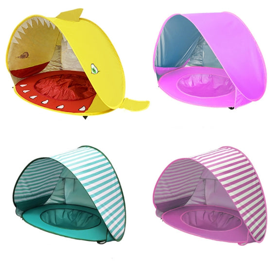 Baby Beach Tent With Pool Portable Foldable Sunshelter, Color: Shark Gray