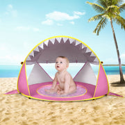 Baby Beach Tent With Pool Portable Foldable Sunshelter, Color: Shark Gray